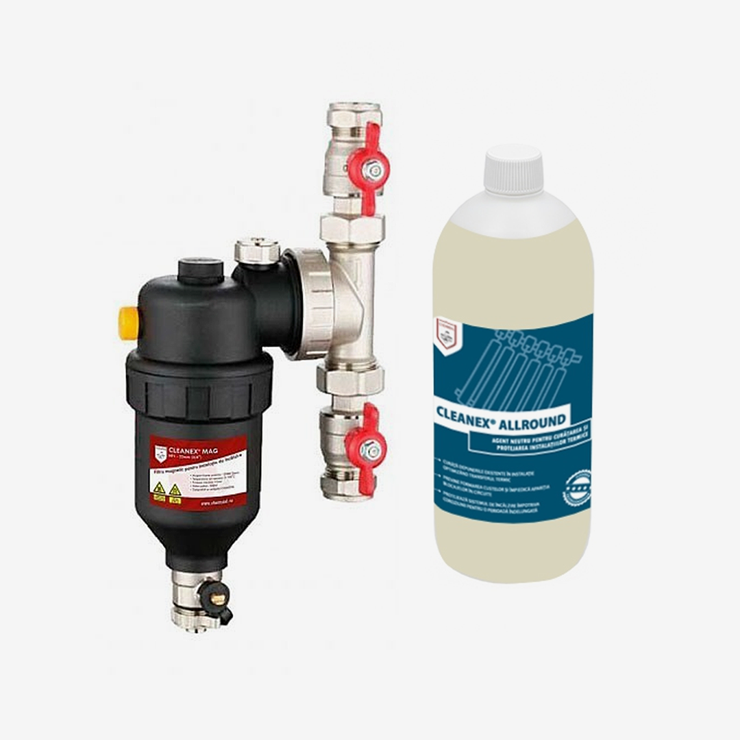 Filtru antimagnetita Cleanex Mag HF1 3/4 - 22mm + Solutie Cleanex Chemstal Allround